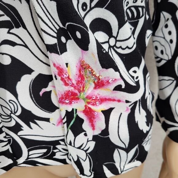 Alberto Makali Y2K 2pc Tank & Tie Front Cardigan Beaded Floral Women's Small - Picture 6 of 13